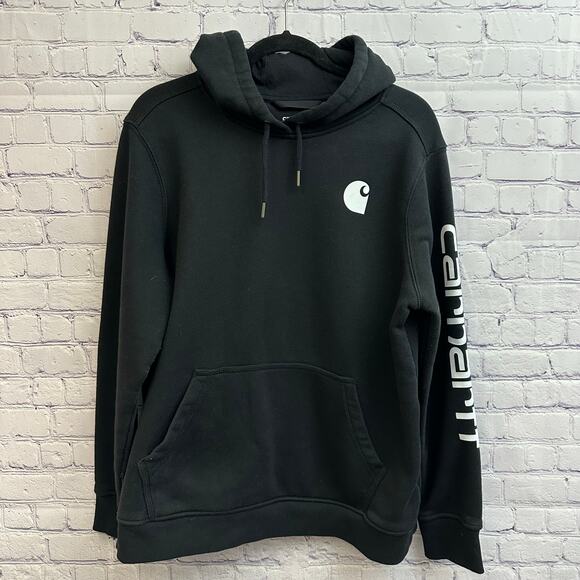 Carhartt Tops - Carhartt Black Clarksburg Graphic Sleeve Hoodie Sweatshirt 1X (16W-18W) Work